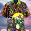 Rock Band skull For men And Women Graphic Print Short Sleeve Hawaiian Casual Shirt Vesles2014S