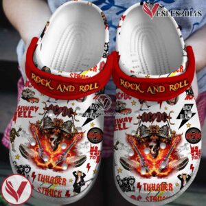 Rock & Roll Thunder ACDC Music Crocs Crocband Clogs Shoes, Unique Gifts For Fans - Vesles2014S