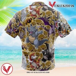 Rock Type Pokemon Pokemon Hawaiian Button Up Shirt, Perfect Gifts For Anime Lovers - Vesles2014S 1