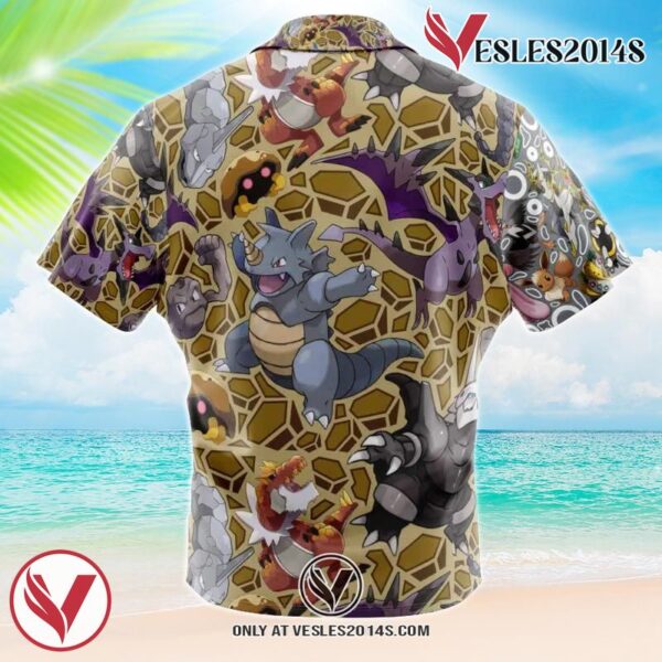 Rock Type Pokemon Pokemon Hawaiian Button Up Shirt, Perfect Gifts For Anime Lovers - Vesles2014S 1