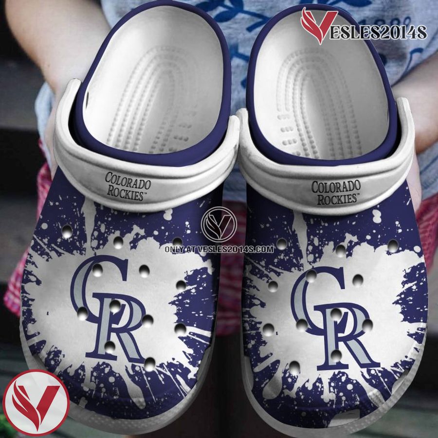 Rockies White-Blue Clog Shoes, Unique Gift From Vesles2014S