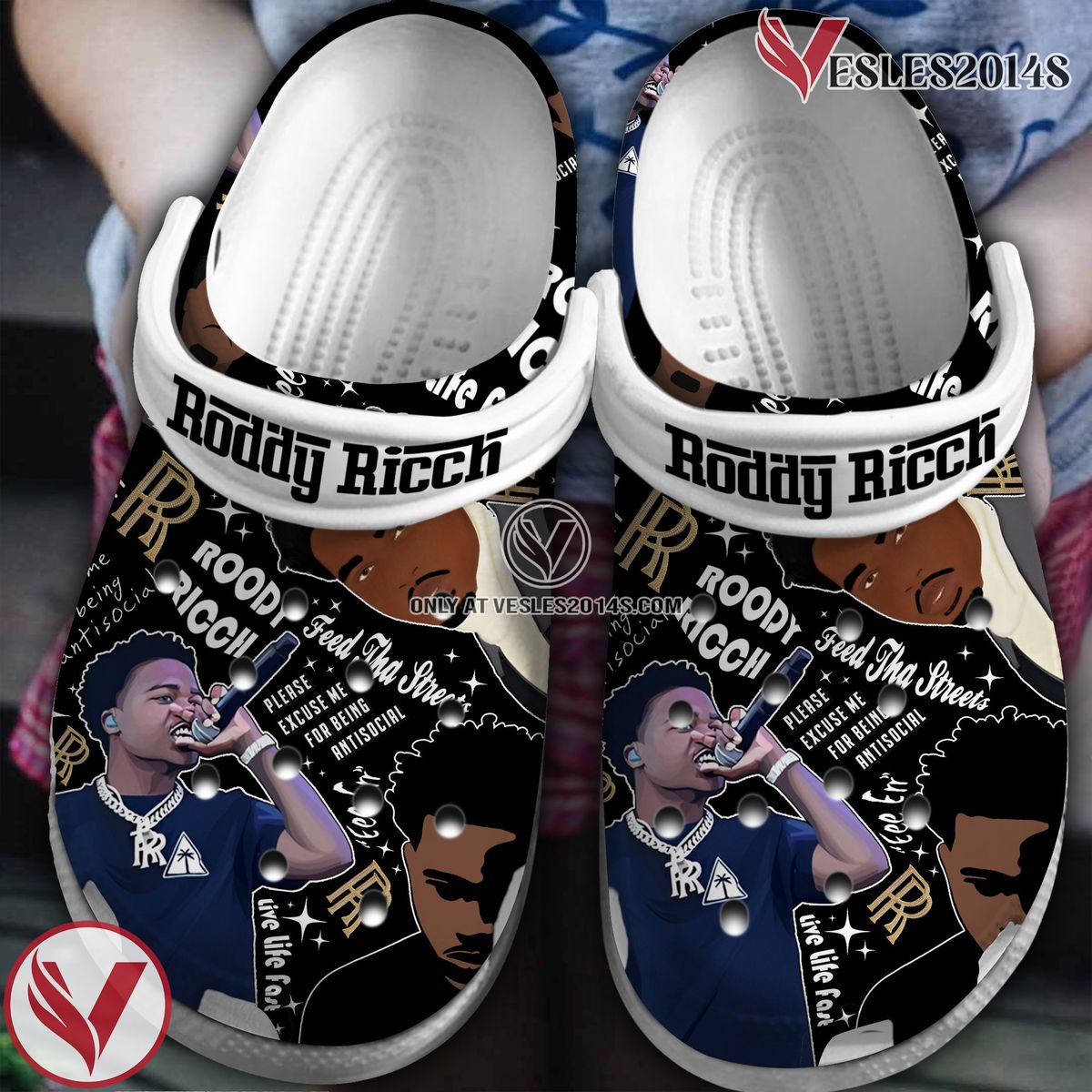 Roddy Ricch Music Crocs Crocband Clogs Shoes, Unique Gifts For Fans Style 1 - Vesles2014S