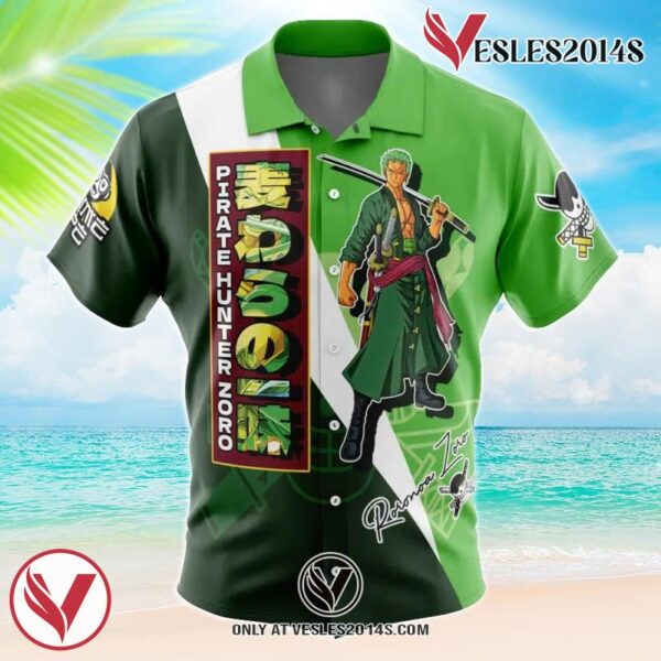 Roronoa Zoro V2 One Piece Hawaiian Button Up Shirt, Perfect Gifts For Anime Lovers - Vesles2014S