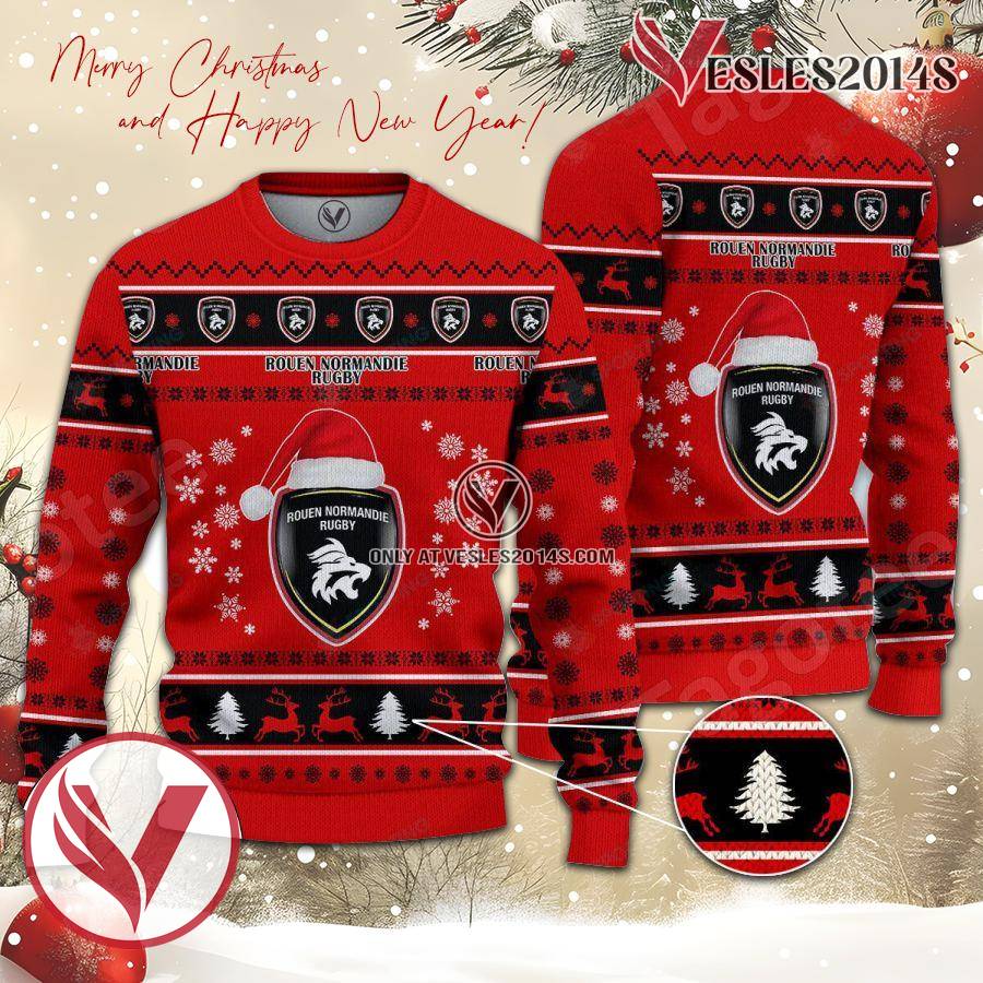Rouen Normandie Rugby Sport Ugly Christmas Sweater, Unique Gifts For Fans - Vesles2014aS 1