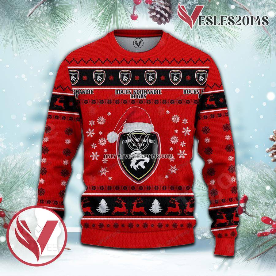 Rouen Normandie Rugby Sport Ugly Christmas Sweater, Unique Gifts For Fans - Vesles2014aS 2
