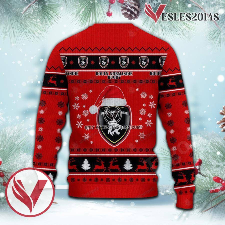 Rouen Normandie Rugby Sport Ugly Christmas Sweater, Unique Gifts For Fans - Vesles2014aS 3