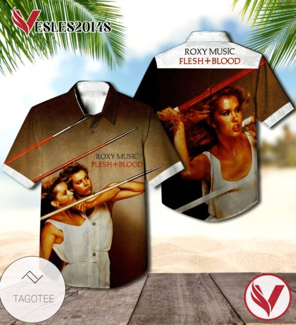 Roxy Music Flesh And Blood Album Cover Hawaiian Shirt, Best Gift For Music Lovers Vesles2014S