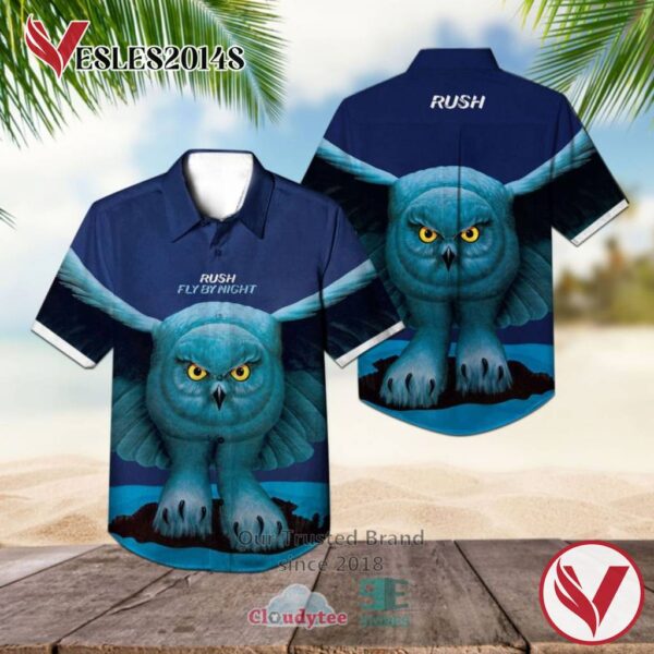 Rush Band Fly by Night Album Cover Hawaiian Shirt, Best Gift For Music Lovers Vesles2014S