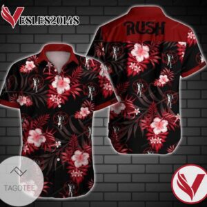 Rush Music Band Hawaiian Graphic Print Short Sleeve Hawaiian Casual Shirt Vesles2014S 1