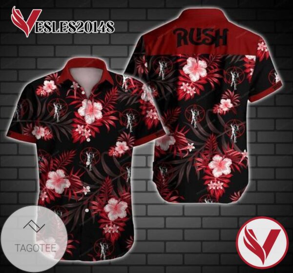 Rush Music Band Hawaiian Graphic Print Short Sleeve Hawaiian Casual Shirt Vesles2014S