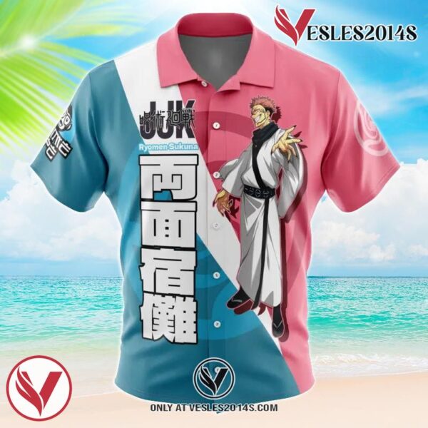 Ryomen Sukuna Jujutsu Kaisen Hawaiian Button Up Shirt, Perfect Gifts For Anime Lovers - Vesles2014S CxP