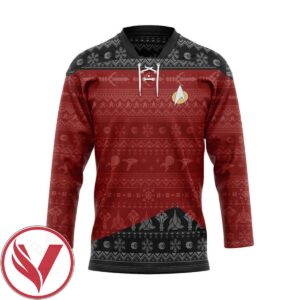 S.T The Next Generation 1987 Red Ugly Christmas Custom Hockey Jersey, Trending Gifts For Fans - Vesles2014s
