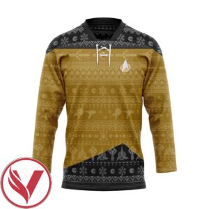 S.T The Next Generation 1987 Yellow Ugly Christmas Custom Hockey Jersey, Trending Gifts For Fans - Vesles2014s