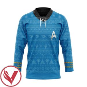 S.T The Original Series 1966 1969 Blue Ugly Christmas Custom Hockey Jersey, Trending Gifts For Fans - Vesles2014s