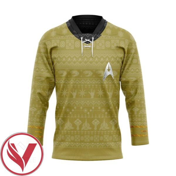 S.T The Original Series 1966 1969 Yellow Ugly Christmas Custom Hockey Jersey, Trending Gifts For Fans - Vesles2014s