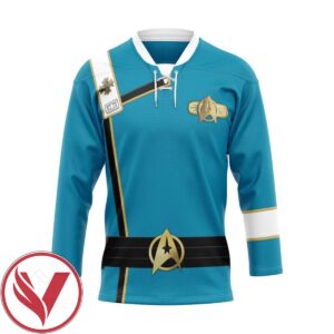 S.T Wrath of Khan Starfleet Blue Uniform Custom Hockey Jersey, Trending Gifts For Fans - Vesles2014s