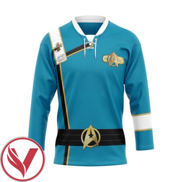 S.T Wrath of Khan Starfleet Blue Uniform Custom Hockey Jersey, Trending Gifts For Fans - Vesles2014s