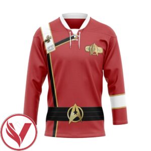 S.T Wrath of Khan Starfleet Red Uniform Custom Hockey Jersey, Trending Gifts For Fans - Vesles2014s