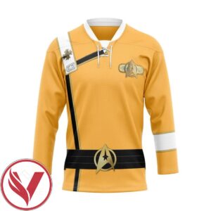S.T Wrath of Khan Starfleet Yellow Uniform Custom Hockey Jersey, Trending Gifts For Fans - Vesles2014s