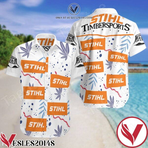 STIHL Timbersports White Hawaiian Shirt And Short, Unique Gifts For Friends - Vesles2014S 1
