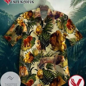 Safari Lion Hawaiian Graphic Print Short Sleeve Hawaiian Casual Shirt Vesles2014S 1