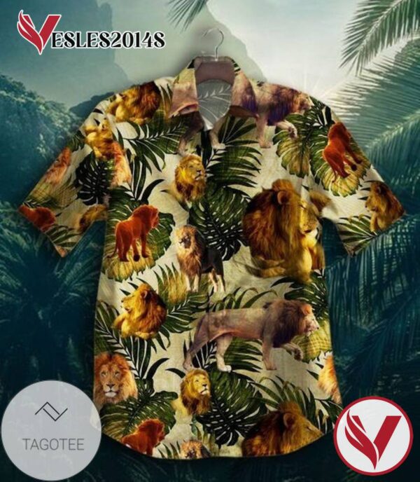 Safari Lion Hawaiian Graphic Print Short Sleeve Hawaiian Casual Shirt Vesles2014S 1
