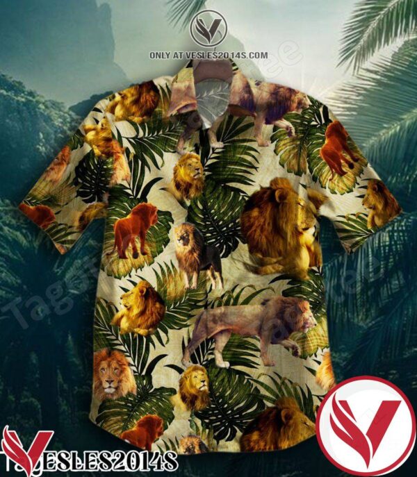 Safari Lion Tropical Leaf Print Hawaiian Shirt, Unique Gifts For Friends - Vesles2014S 1