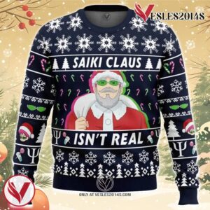 Saiki Claus Isn’t Real The Disastrous Life of Saiki K Ugly Christmas Sweater, Unique Christmas Gift For Fans - Vesles2014S