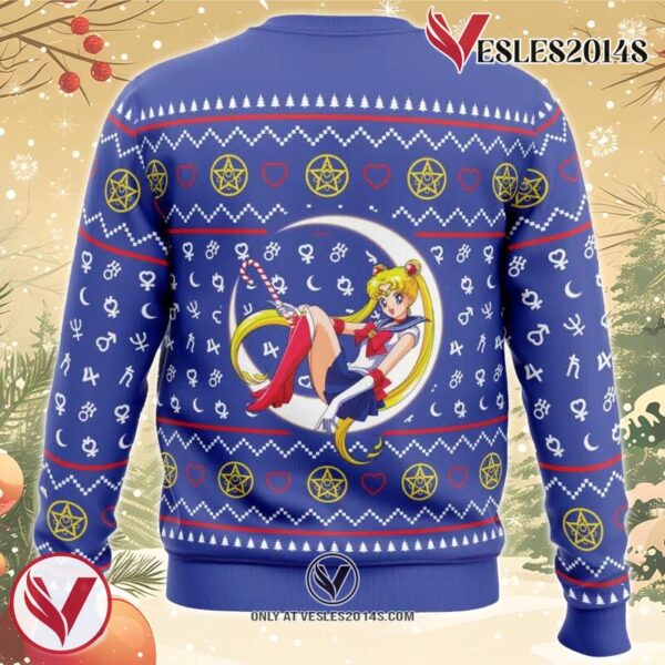 Sailor Moon Sitting on Moon Ugly Christmas Sweater, Unique Christmas Gift For Fans - Vesles2014S 1
