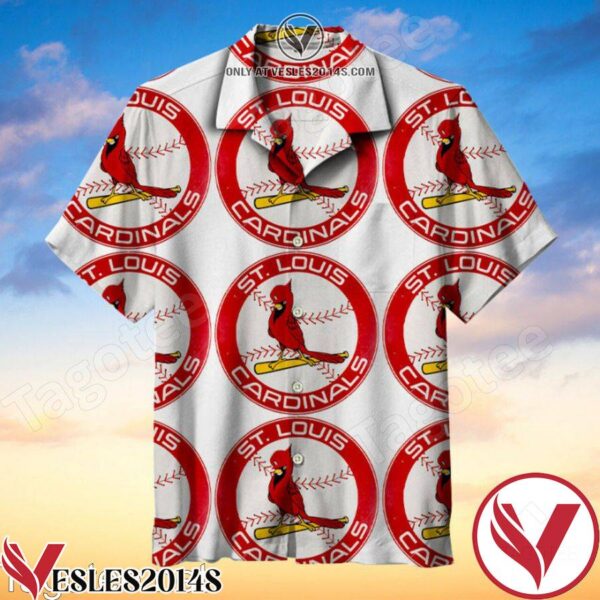 Saint Louis Cardinals Circle Logo White Hawaiian Shirt, Unique Gifts For Friends - Vesles2014S 1
