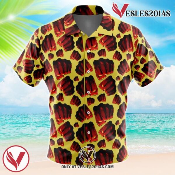Saitama Fist One Punch Man Hawaiian Button Up Shirt, Perfect Gifts For Anime Lovers - Vesles2014S