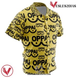 Saitama Oppai One Punch Man Hawaiian Button Up Shirt, Perfect Gifts For Anime Lovers - Vesles2014S 1