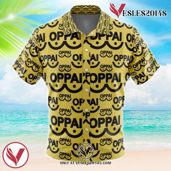 Saitama Oppai One Punch Man Hawaiian Button Up Shirt, Perfect Gifts For Anime Lovers - Vesles2014S
