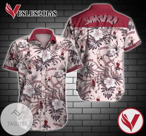 Sakura Haruno Hawaiian Graphic Print Short Sleeve Hawaiian Casual Shirt Vesles2014S 1