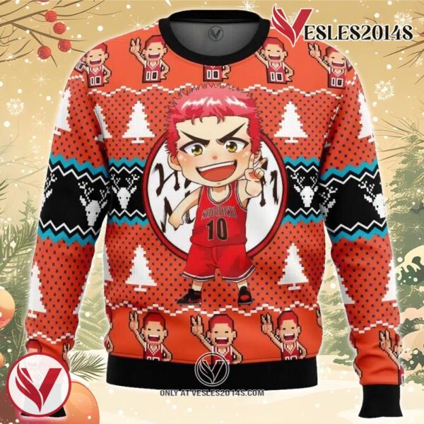 Sakuragi Hanamichi Slam Dunk Ugly Christmas Sweater, Unique Christmas Gift For Fans - Vesles2014S