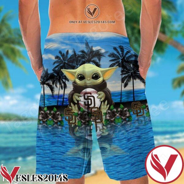 San Diego Padres & Baby Yoda Hawaiian Shirt And Short, Unique Gifts For Friends - Vesles2014S 1