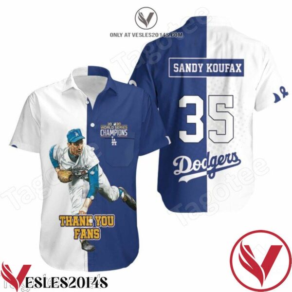 Sandy Koufax 35 La Dodgers 2020 World Series Champions Thank You Fans Hawaiian Shirt, Unique Gifts For Friends - Vesles2014S 1