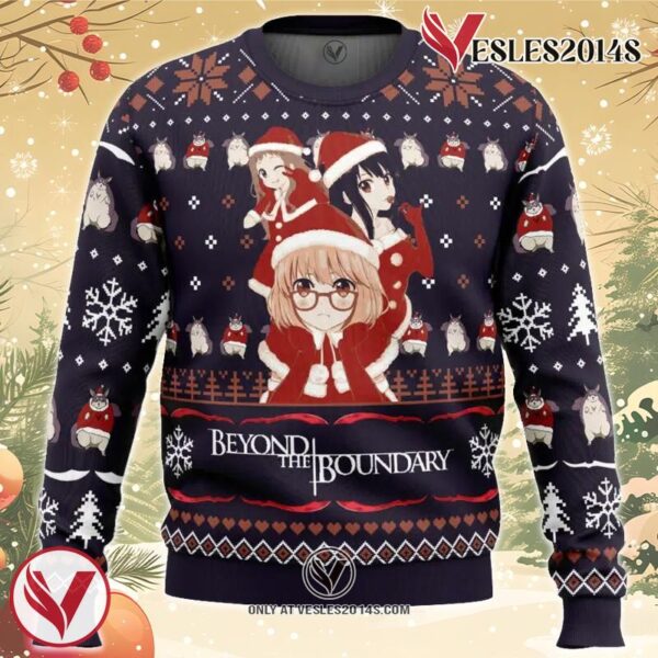 Santa Ai, Mirai, Mitsuki Beyond the Boundary Ugly Christmas Sweater, Unique Christmas Gift For Fans - Vesles2014S