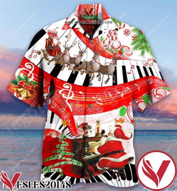 Santa Claus Christmas Piano Hawaiian Shirt, Unique Gifts For Friends - Vesles2014S 1