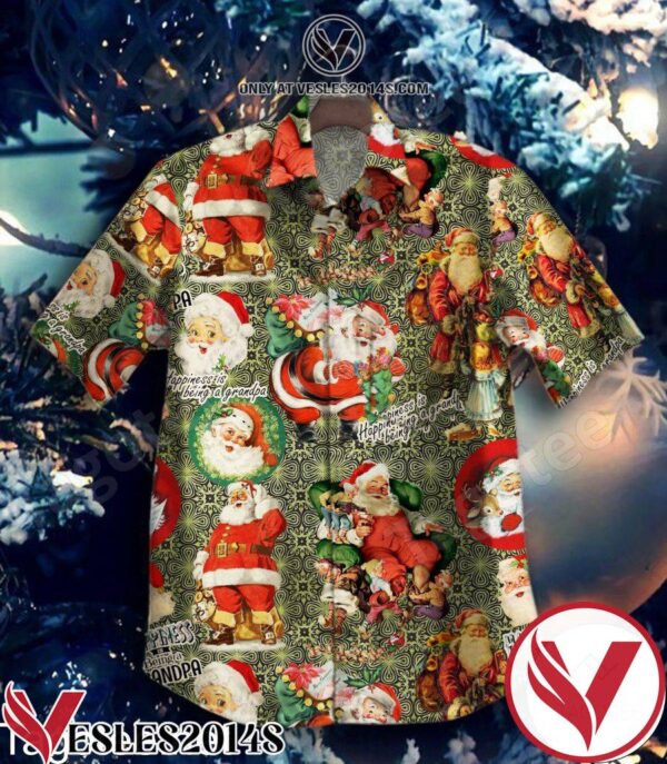 Santa Claus Happiness Is Being A Grandpa Hawaiian Shirt, Unique Gifts For Friends - Vesles2014S 1