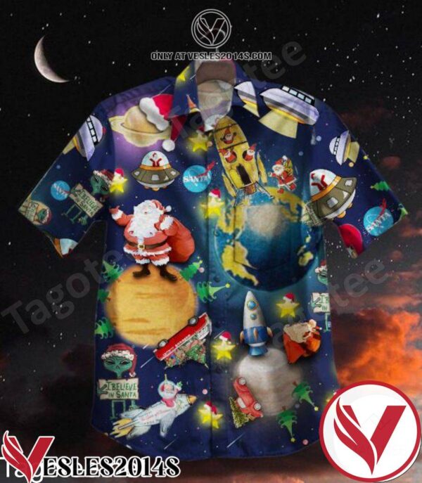 Santa Claus In Space Nasa I Believe Santa Hawaiian Shirt, Unique Gifts For Friends - Vesles2014S 1