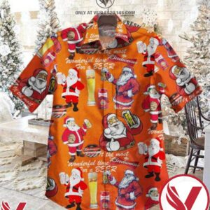 Santa Claus It The Most Wonderful Time For A Beer Budweiser Hawaiian Shirt, Unique Gifts For Friends - Vesles2014S 1