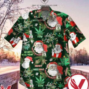 Santa Claus Let’s Get Lit Happy Weedmas Hawaiian Shirt, Unique Gifts For Friends - Vesles2014S 1