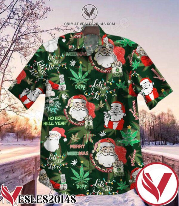 Santa Claus Let’s Get Lit Happy Weedmas Hawaiian Shirt, Unique Gifts For Friends - Vesles2014S 1