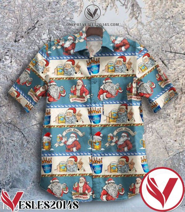 Santa Claus Merry Christmas With Bud Light Beer Hawaiian Shirt, Unique Gifts For Friends - Vesles2014S 1