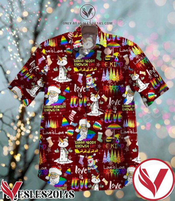 Santa Claus Nobody Knows I’m Gay Lgbt Hawaiian Shirt, Unique Gifts For Friends - Vesles2014S 1