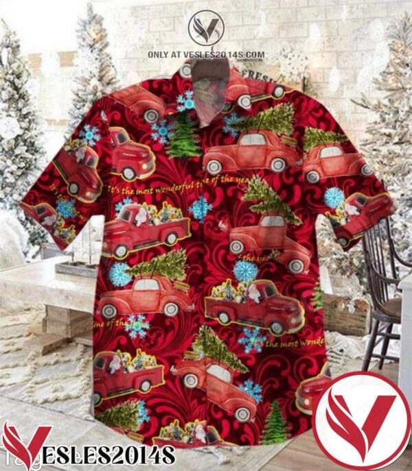 Santa Claus On Car It’s The Most Wonderful Time Of The Year Red Hawaiian Shirt, Unique Gifts For Friends - Vesles2014S 1