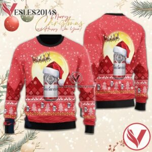 Santa Claus Sleigh Budweiser Ugly Sweater, Unique Winter Outfits For Fans - Vesles2014S  1