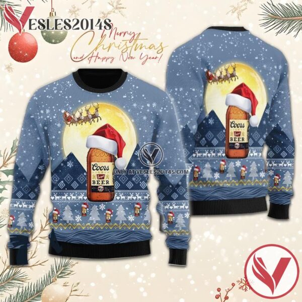 Santa Claus Sleigh Coors Banquet Ugly Sweater, Unique Winter Outfits For Fans - Vesles2014S  1