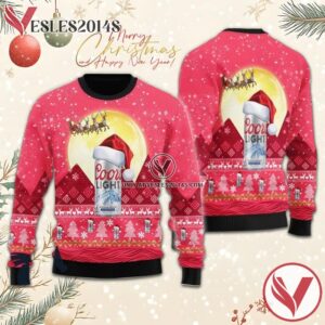 Santa Claus Sleigh Coors Light Ugly Sweater, Unique Winter Outfits For Fans - Vesles2014S  1